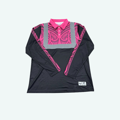 Hi-Viz Reflective Pink Long Sleeve Polo