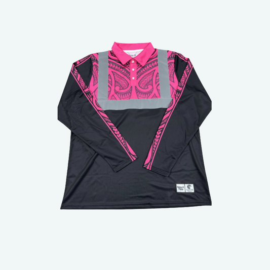 Hi-Viz Reflective Pink Long Sleeve Polo
